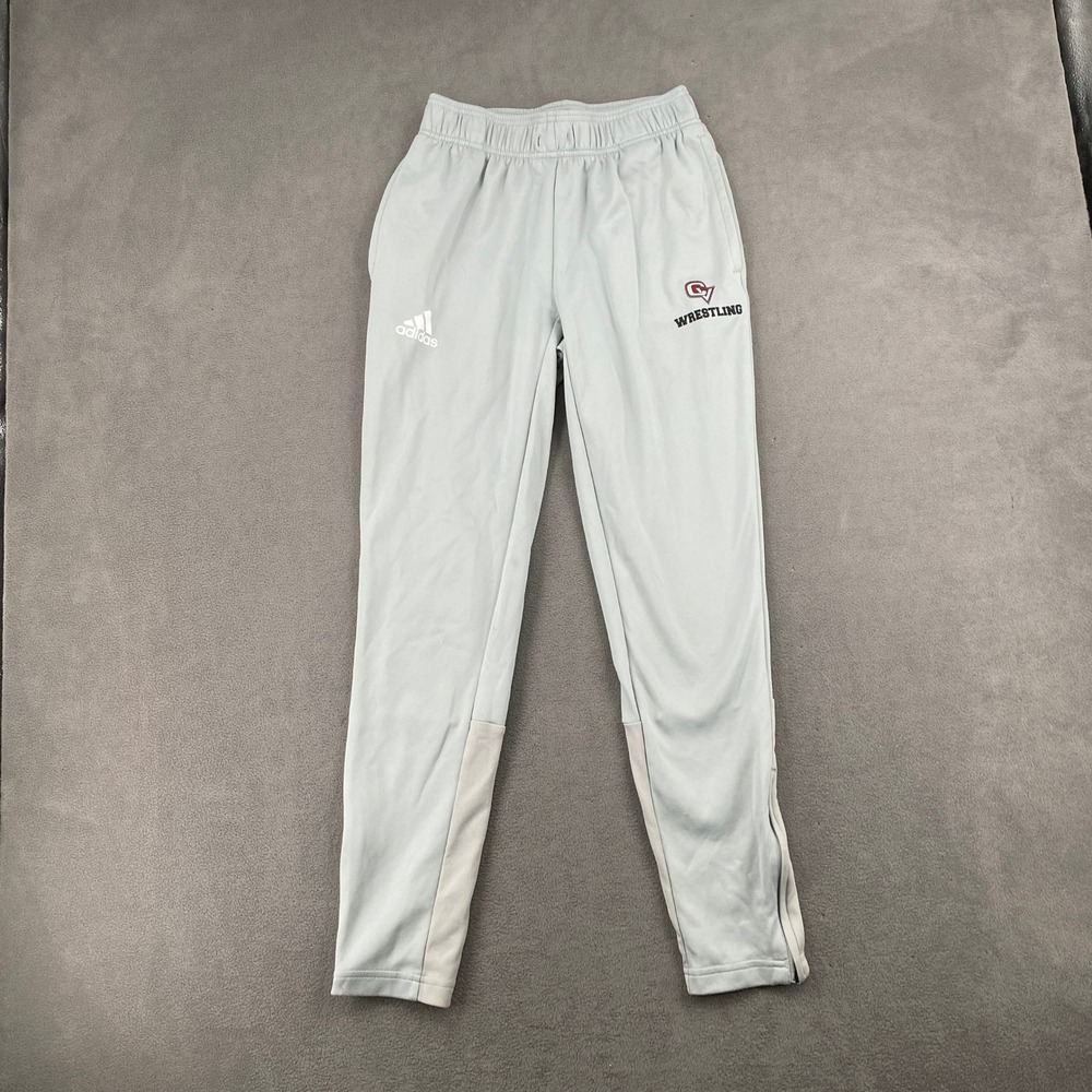 Adidas Mens CV Wrestling Track Pants Grey Tapered Ankle Zip Joggers Size S
